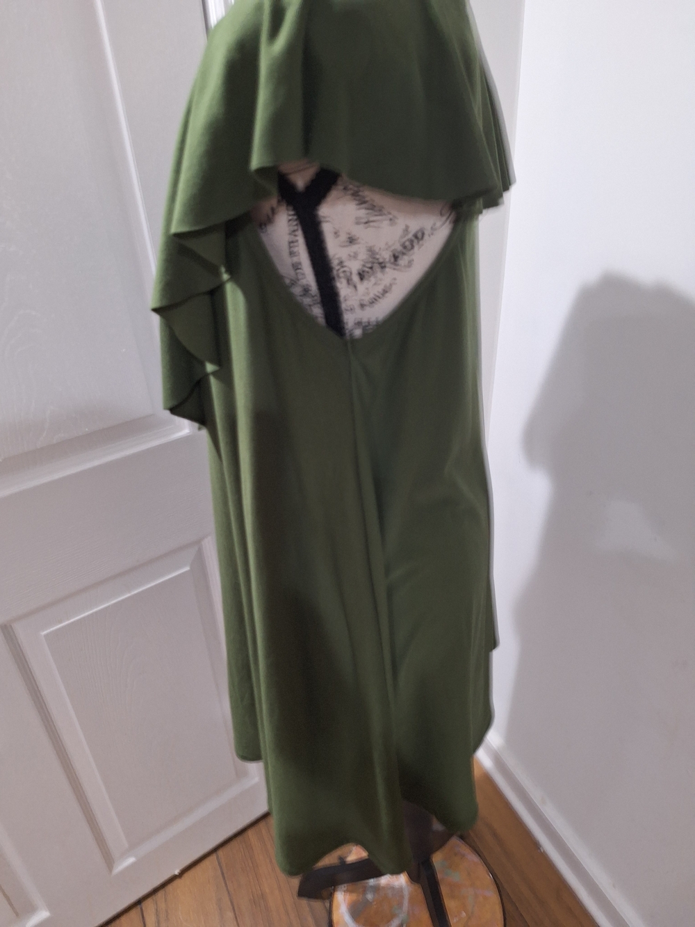 Derek Heart Olive Green Ruffle-Shoulder Dress
